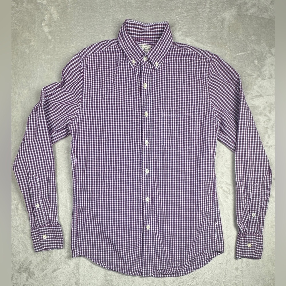 J.Crew Factory Men’s 100% Cotton White Blue Red Plaid Button Down Shirt Size S